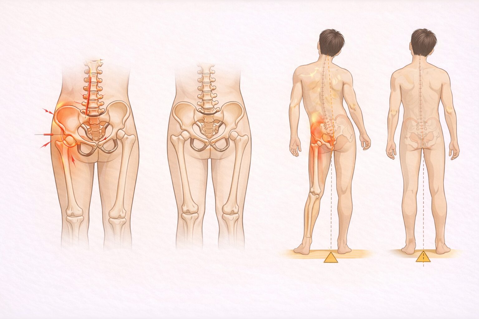 彦根市 膝痛の原因となる骨盤の歪みイメージ図